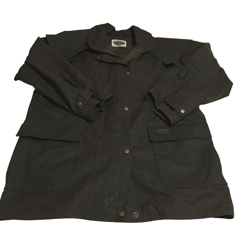 RM Williams Droughtbreaker Oilskin Coat Men Small Brown Duster Wax Jacket
